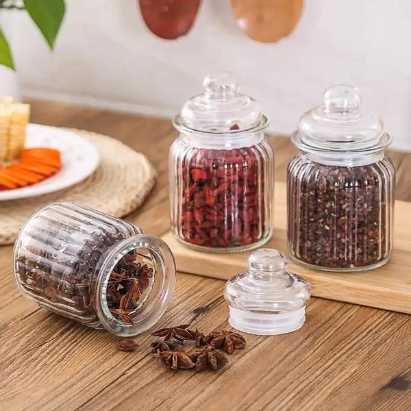 

storage bottles & jars 3pcs kitchen miscellaneous glass jar seasoning spice sealed bottle with cover tea household supplies