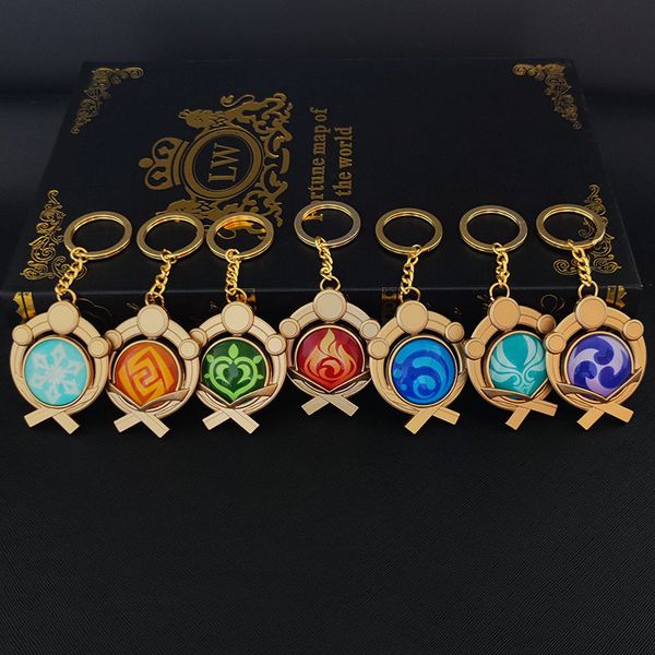 KeyRings Game Genshin Hiree Vision Lnazuma Ganyu Keqing Wendi Xiao Keychain Световое 7 Элемент Оружие Оружия Оригинальный ГОС