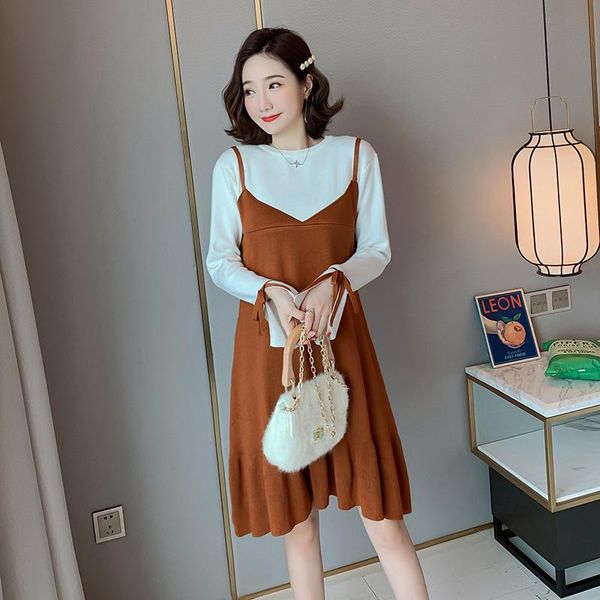 

maternity dresses autumn fashion nursing sweaters dress pregnant women sweater o-neck winter breastfeeding elastic, White