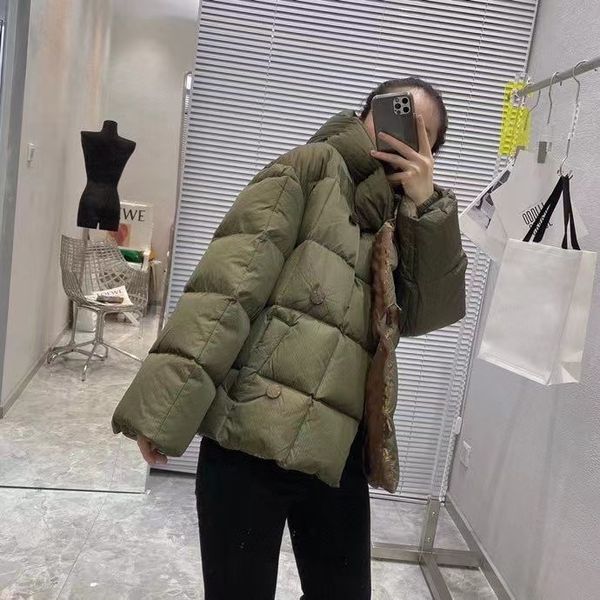 

brand designer letter printed downs jackets women's jacket short down jacket fashion single-breasted casual loose women, Black