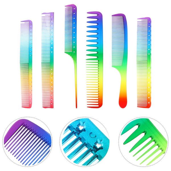 

hair brushes 6 pcs accessories portable hairbrushes combs (colorful), Silver