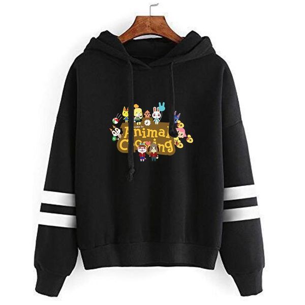 

animal crossing streetwear new horizons hoodies sweatshirt winter harajuku hoody 2021 new parallel bars sleeves women men casual, Black