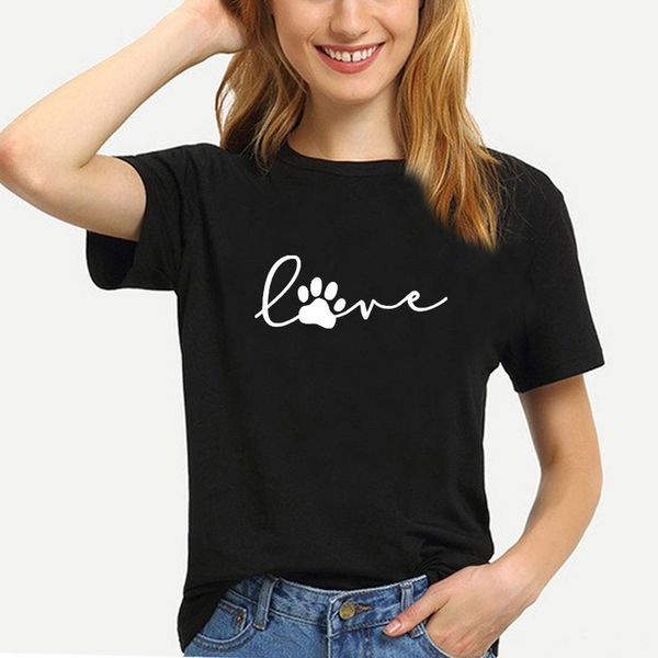 

cute love cat dog t shirt women tshirt black white camiseta mujer short sleeve cotton tee shirt femme printed chemise femme