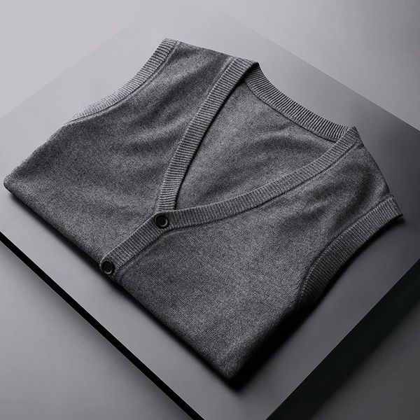 

men's vests classic autumn winter male v collar cardigan wool casual mens fashion solid color man 3xl, Black;white