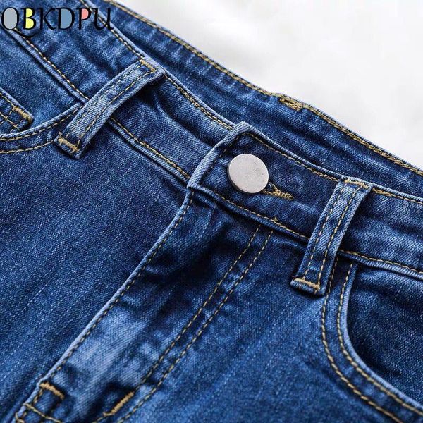 

women's jeans women plus size stretch skinny female casual denim pencil pants streetwear mom high waist black color elastic blue trouse