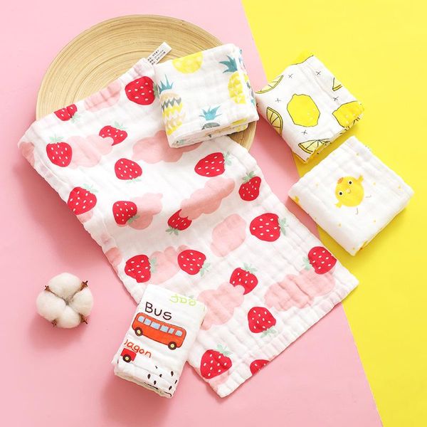 

towel baby handkerchief square fruit cartoon pattern 25*25cm muslin cotton infant face wipe cloth stuff for borns