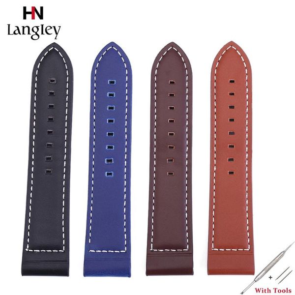 

watch bands genuine leather watchband flat interface wristwatch straps 18-24mm steel buckle watches accessories wholesale, Black;brown