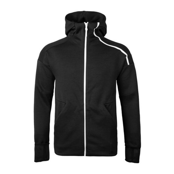 

2021 fitness leisure hooded men's spring and autumn thin zipper sports coat, Black