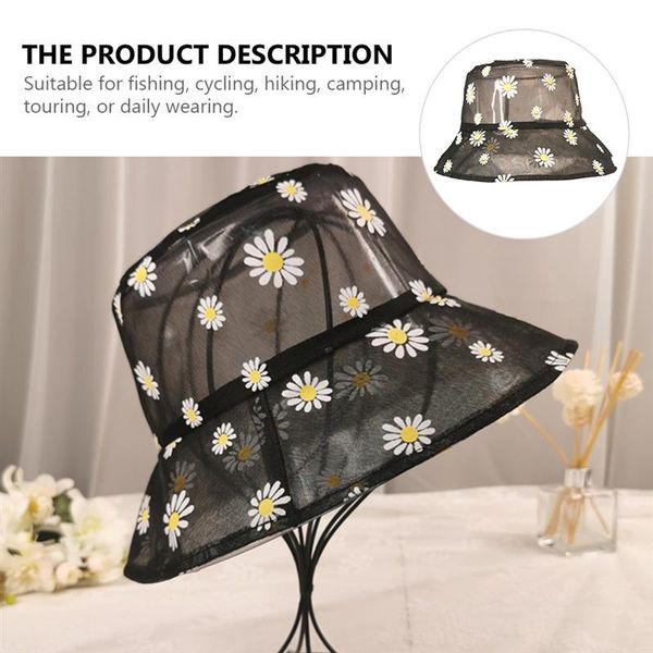

beanie/skull caps women lovely daisy printed fisherman hat anti-uv bucket cap, Blue;gray