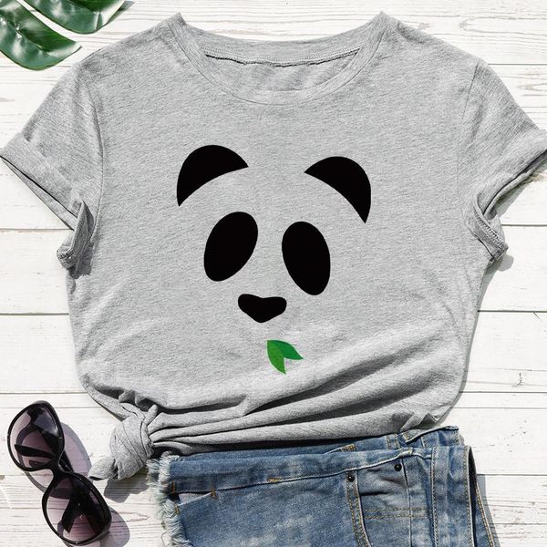 

kawaii giant eat bamboo print new women t shirt fashion beautiful fine graphic t shirt casual loose o-neck trend tshirt, White