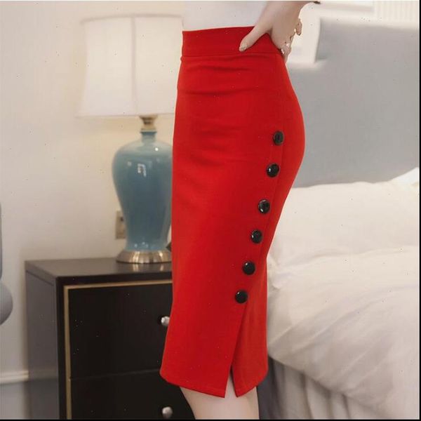 

women skirts 2021 spring summer plus size office women bodycon skirt slim high waist stretch pencil skirts mid calf skirt, Black