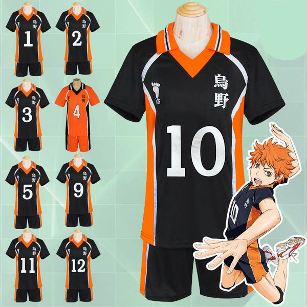 

theme costume anime haikyuu cosplay costume karasuno high school volleyball club hinata shyouyou sportswear jerseys uniform, Black;red