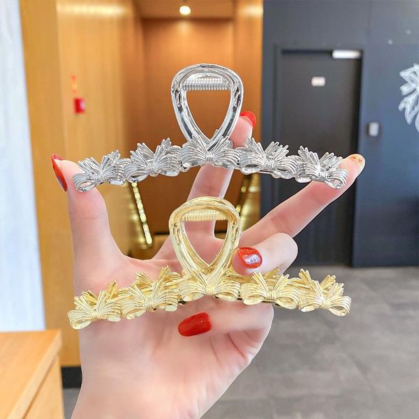 

hair clips & barrettes women elegant gold silver bowknot metal claw vintage geometric clip headband hairpin fashion accessories 2021, Golden;silver
