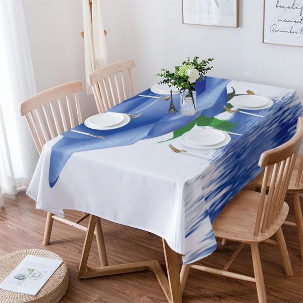 

table cloth blue rose flower water ripple white waterproof dining tablecloth kitchen decorative coffee cuisine party cover