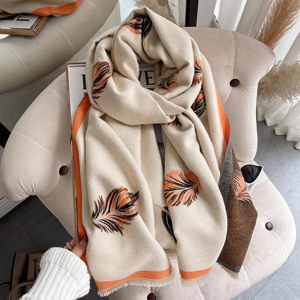 

scarves 2022 cashmere winter scarf for women pashmina print doubel-sided thick blanket shawl wrap female hijab bufanda, Blue;gray