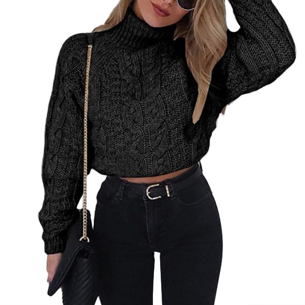 

autumn winter women sweaters thicken warm turtle neck sweater for women short knitted sweater pullover women jumpers pull femme, Gray