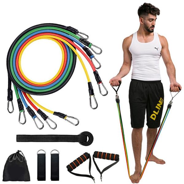 

resistance bands loogdeel 11pcs/set 100lbs latex tube pull rope set home fitness equipment muscle training gym exercise workout