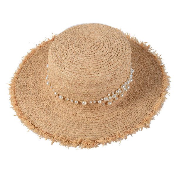 

2021 new peral raffiia sun women summer wide brim beach hats frn4, Blue;gray
