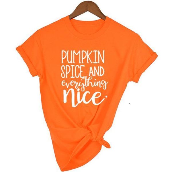 

pumpkin spice and everything nice t-shirt women fall tshirt fashion clothes orange tees summer casual shirt camisetas mujer, White