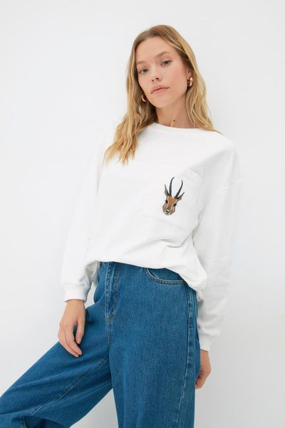 

women's hoodies & sweatshirts trendyol slim knitted sweatshirt twoaw22sw1354, Black