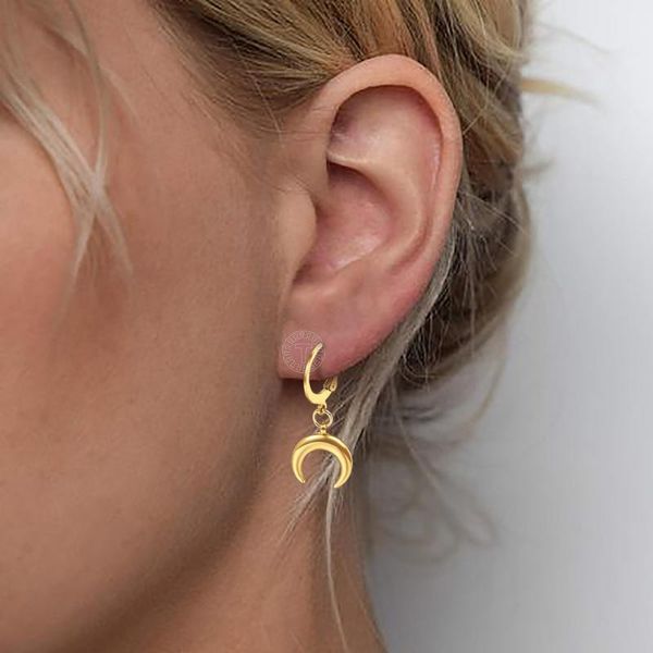 

dangle & chandelier chic crescent moon earrings for women girls gold color stainless steel drop fashion gift her de60, Silver