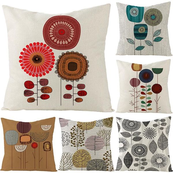 

cushion/decorative pillow geometric flowers plants linen cushion cover living room sofa decorative pillows home simple pillowcase 45x45cm