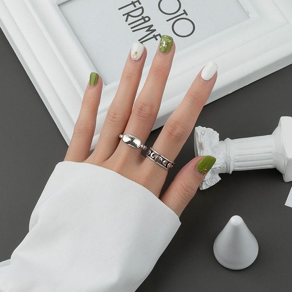 

cluster rings fashion 2021 women good luck wish girls trend cold style adjustable cocktail party discount wholesale jewelry yt041, Golden;silver