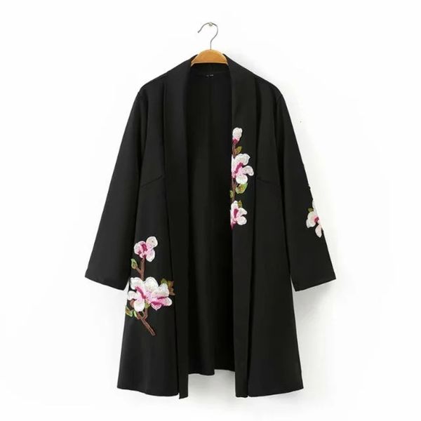 

embroidered cardigan, Black;brown