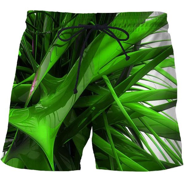 

2021 new men summer couples green leaf 3d print plunge swim casual holiday swimming beach shorts mens clothing board shorts, White;black