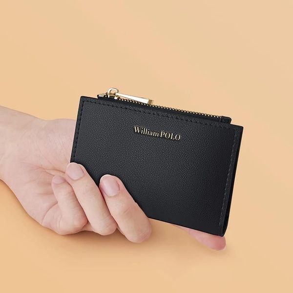 

wallets high-end fashion mini wallet all-match zipper buckle multi-function holder coin purse driving license leather case, Red;black