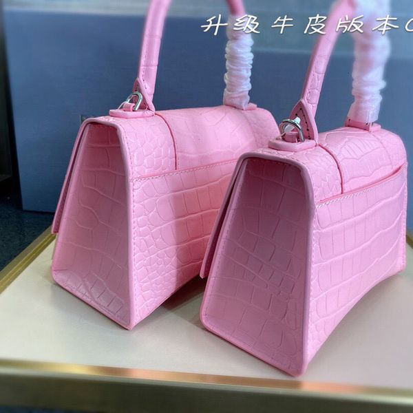 

women luxurys designers cowhide version 2021 pink hourglass crocodile pattern handbag high grade fashion messenger bag