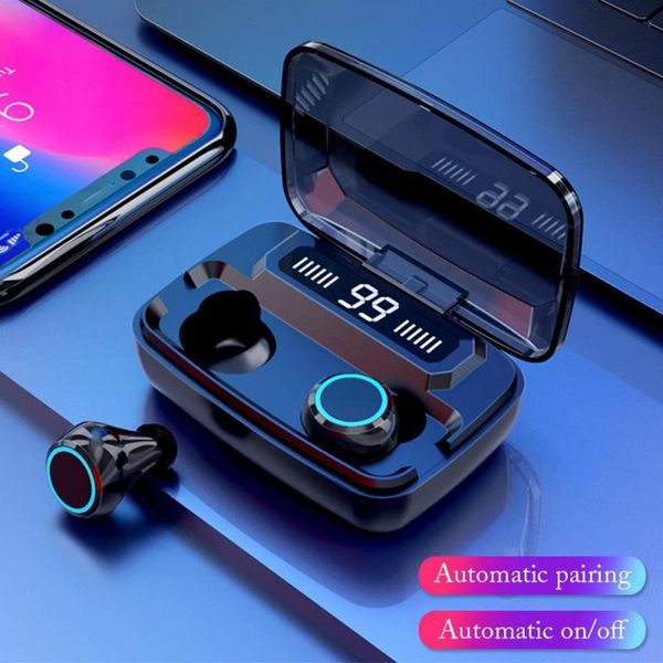

m11 wireless bluetooth earbuds led digital display touch 8d tws 5.0 earphone 3300mah powerbank charging case v5.0 headset waterproof headset