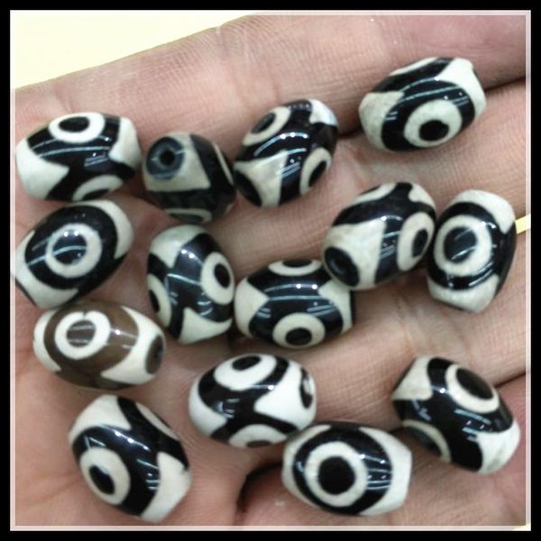 

4pcs loose gem stone with eye draw for women bracelets making drum shape size 10x14mm matching beads good ing, Black