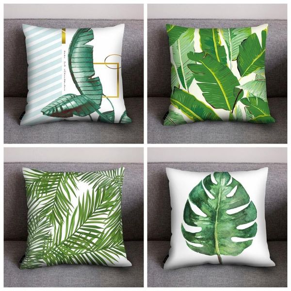 

cushion/decorative pillow 4pcs sofa decorative cushion cover tropical plant leaf pillowcase polyester 45*45 throw home decor pillowcover 20