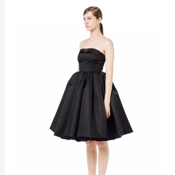 

women party dress strapless sleeveless for lady slim dresses with zipper adjust evening club dress fluffy skirts, White;black