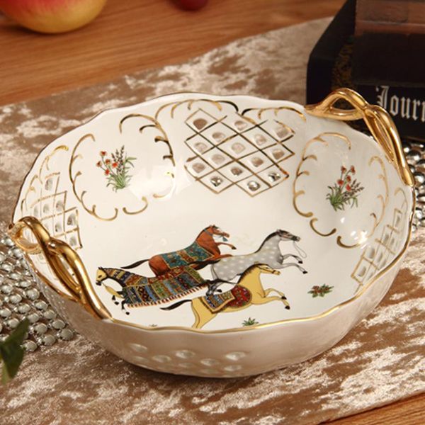 

dishes & plates quality orient horse fruit plate luxury ceramic hollow floral dessert serving bowl party tray phnom penh jewelry container
