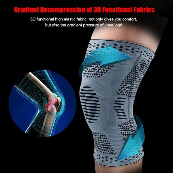 

elbow & knee pads 3d weaving silicone supports brace volleyball basketball meniscus patella protectors sports safety kneepads, Black;gray