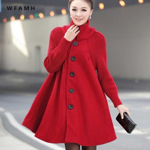

woman winter coat 2021 long wool coat women large size loose single-breasted high collar ladies jacket wfanh079, Black