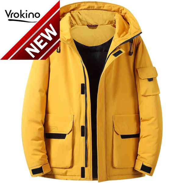 

4-color selection men's warm down jacket fashion wild 95% white duck hooded winter brand clothing 3xl 4xl 5xl, Black