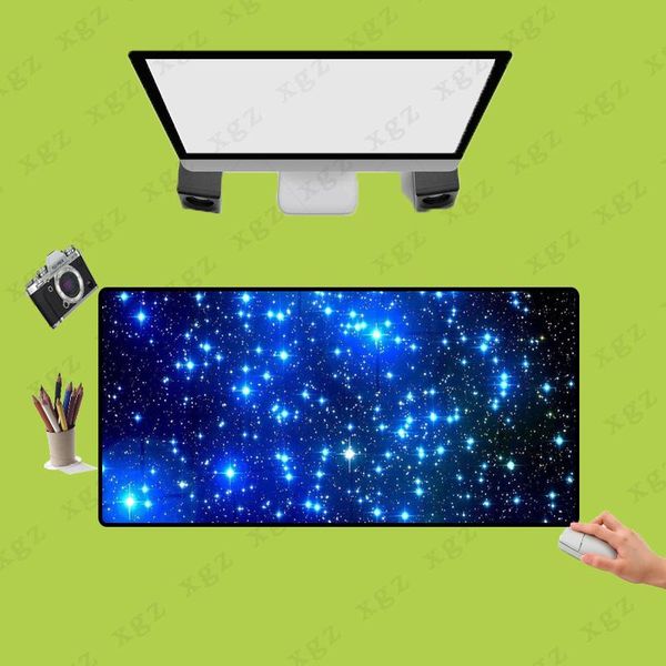 

mouse pads & wrist rests xgz blue starry pad large size computer keyboard mat water resistant non-slip stitched edges xxl