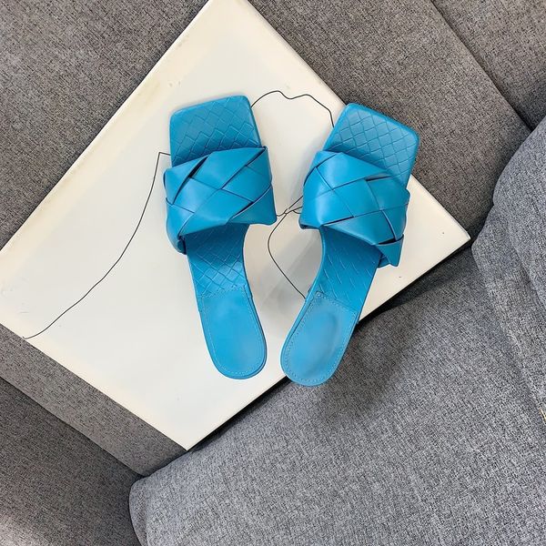 

2021 new cross woven flat slippers women square toe black red braided designer summer shoes woman casual zapatos de mujer ufvy