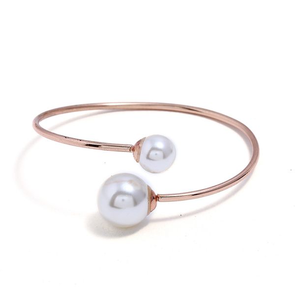 

popular fashion copper cuff bracelet gift new personalized simple pearl bracelets, White