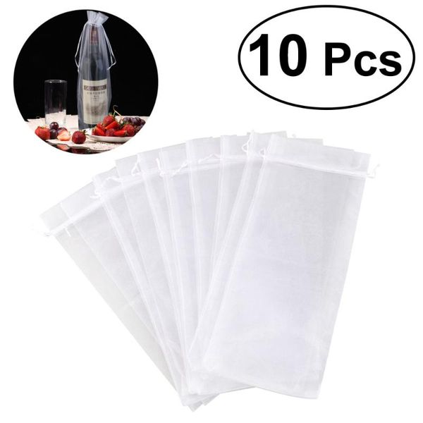 

10pcs sheer organza bottle cover wrap gift bags (white)
