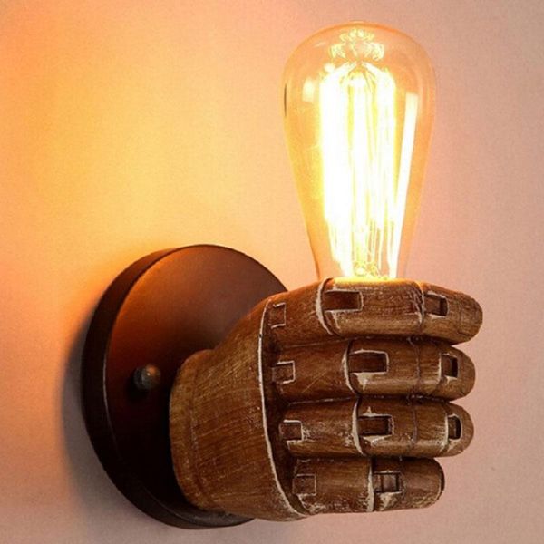 

wall lamp creative fist resin light decoration cafe restaurant bar bedroom country style e27 edison sconce fixtures