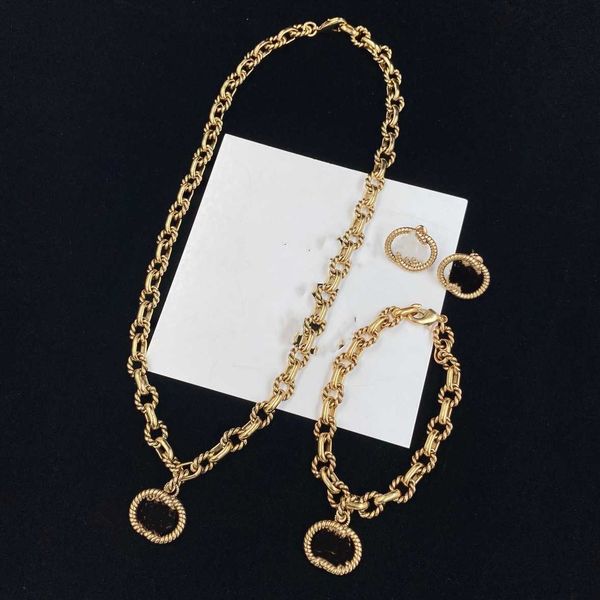 

2022 european and american letter pendant necklace fashion retro chain clause bracelet earring set fast delivery, Silver