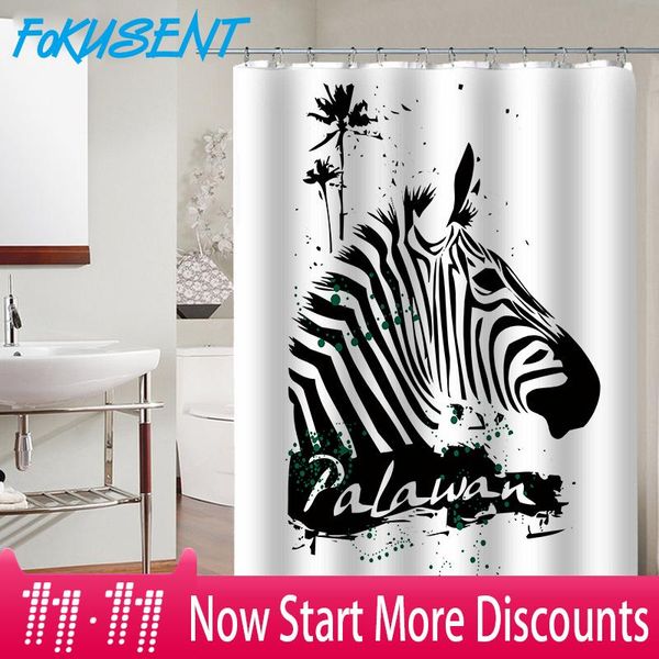 

shower curtains fokusent printed color watercolor black and white stripes zebras waterproof 59x71 inches home decor