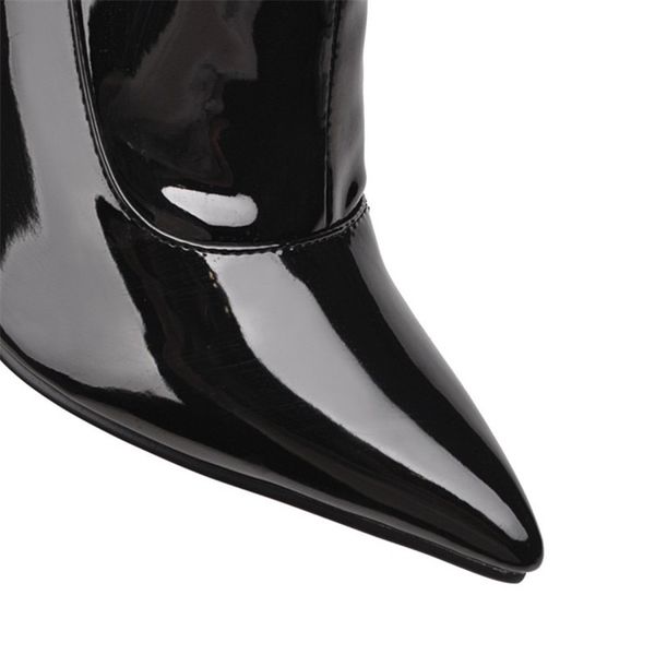 

2021 autumn winter style european and stiletto heels pointed at size big women's high-tube boots wd2v, Black