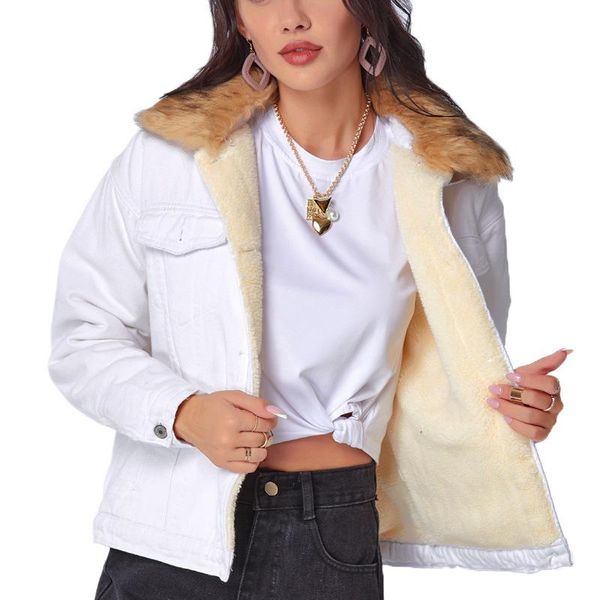 

women's jackets 2021 wool liner cotton white denim outwear jacket, Black;brown