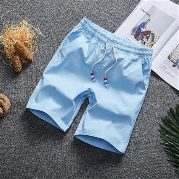 

men's pants 2021 slim fit casual shorts mens fashion brand solid color quick dry, Black