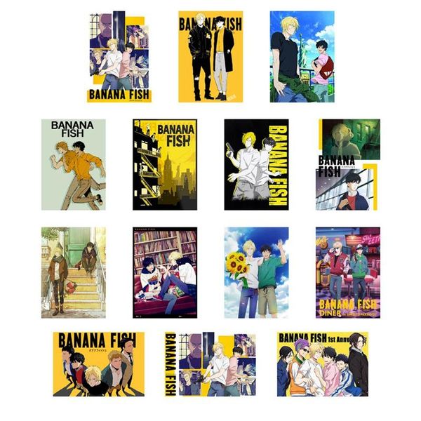 

paintings japanese anime banana fish retro posters art manga painting paper prints home room decor wall stickers 30x42cm
